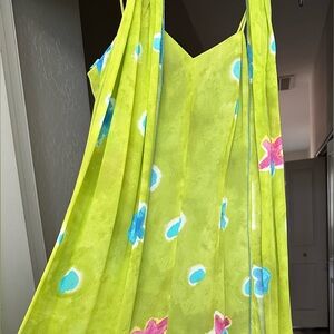 Cache lime green jumper with beautiful blue and pink floral print size 2